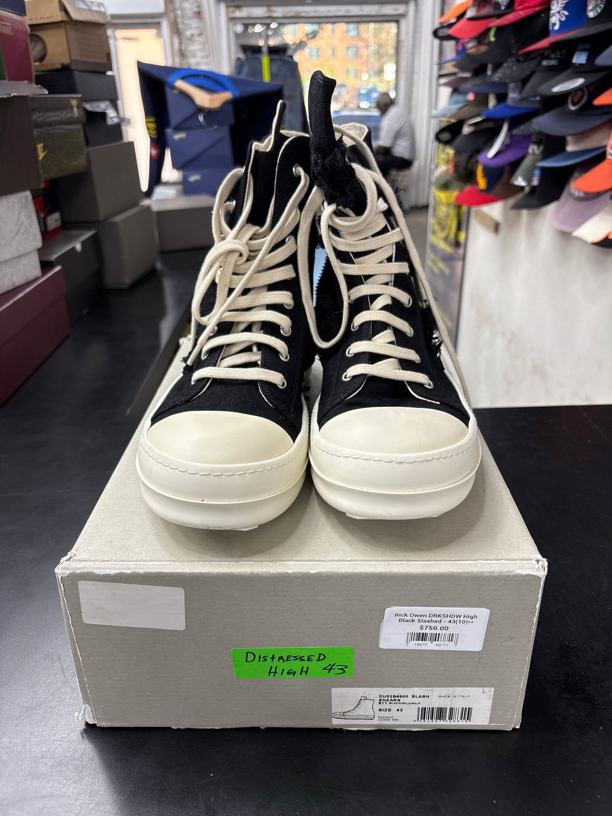 Rick Owen DRKSHDW High Black Slashed - 43(10)**