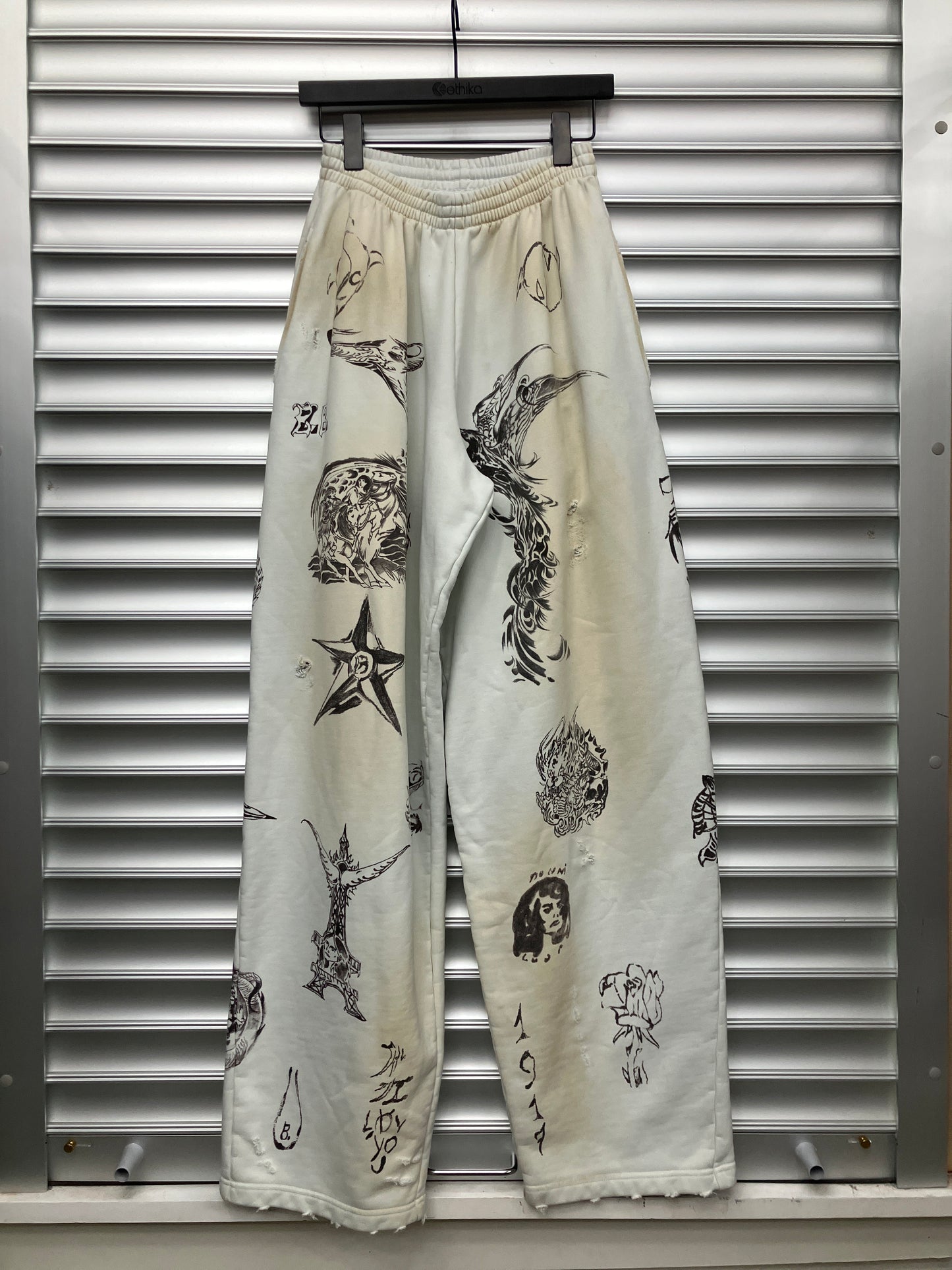 Balenciaga Cream Tattoo Sweats - XS