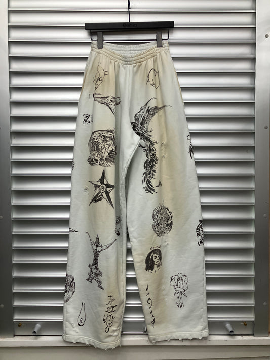 Balenciaga Cream Tattoo Sweats - XS