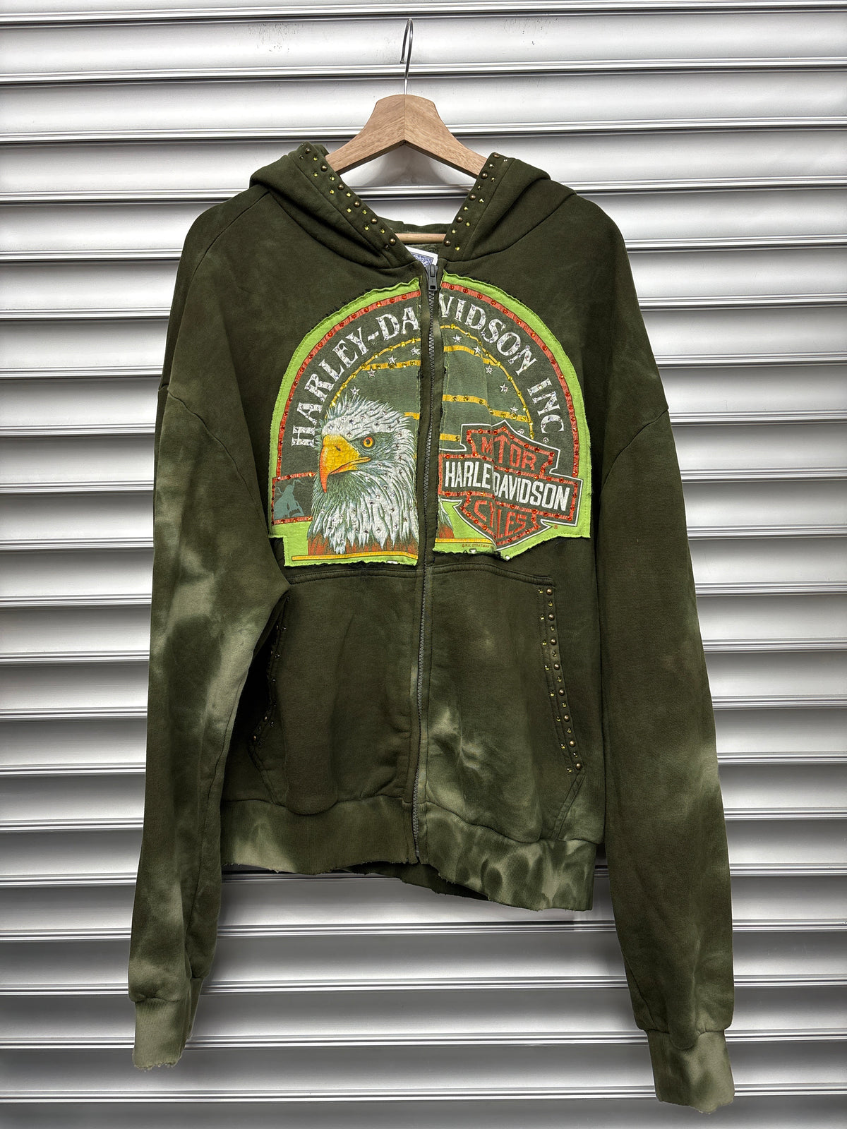 Bossi Harley Davidson Eagle Rhinestone Hoodie - L **