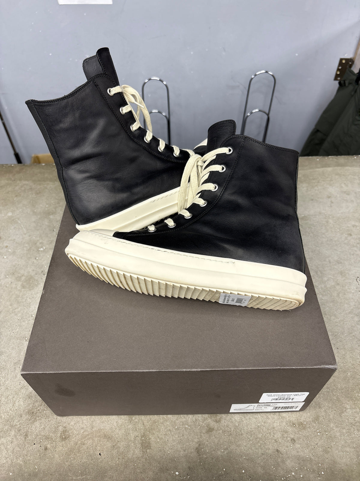 Rick Owen Ramone High Top Black Leather (U) - 40(7)**