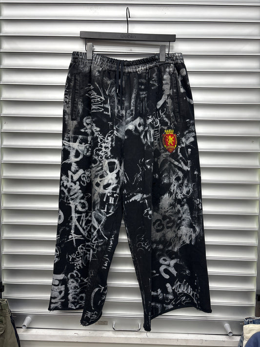 Balenciaga Black Grafitti Sweats (Cropped) - XL**