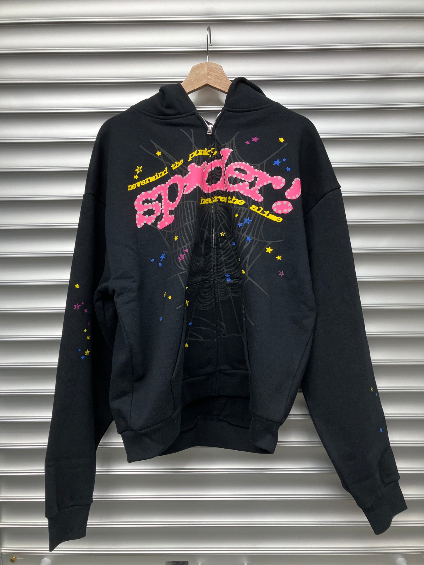 Spider Black Pink Zip Up Hoodie - XL