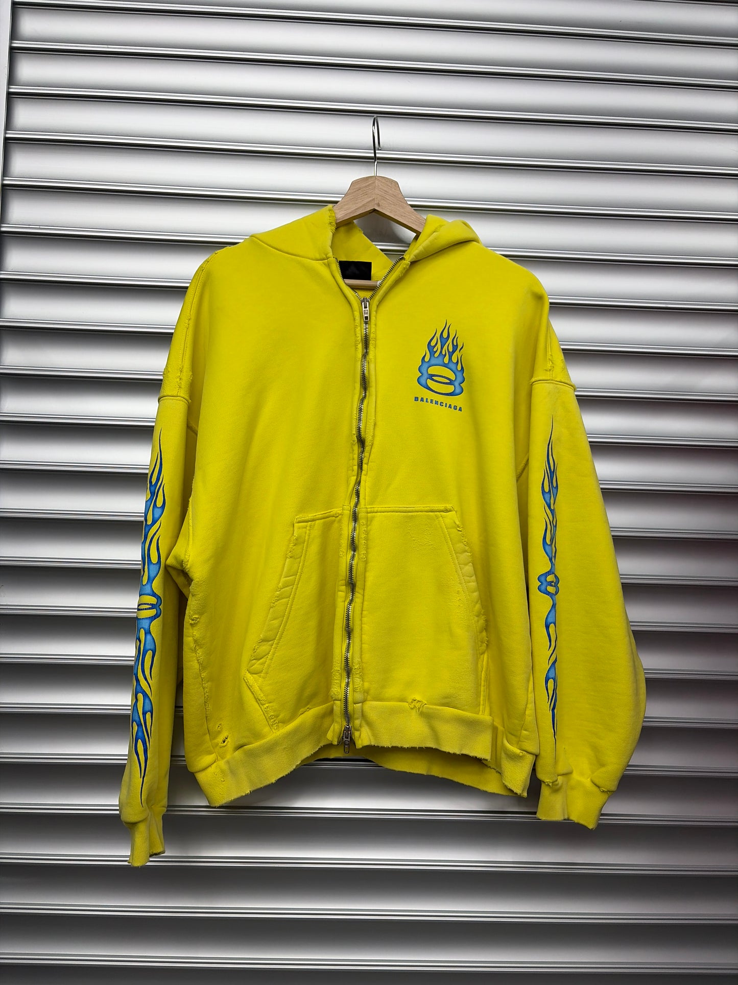 Balenciaga Flame Yellow Zip Up Hoodie - M