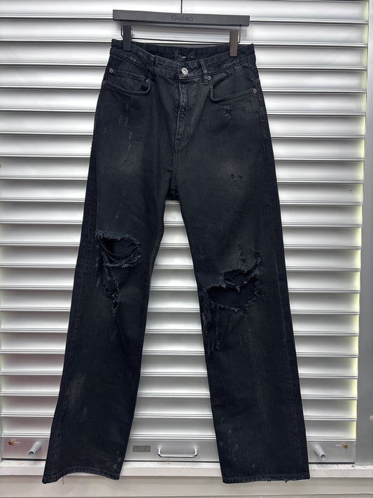 Balenciaga Black Distressed Denim - Small