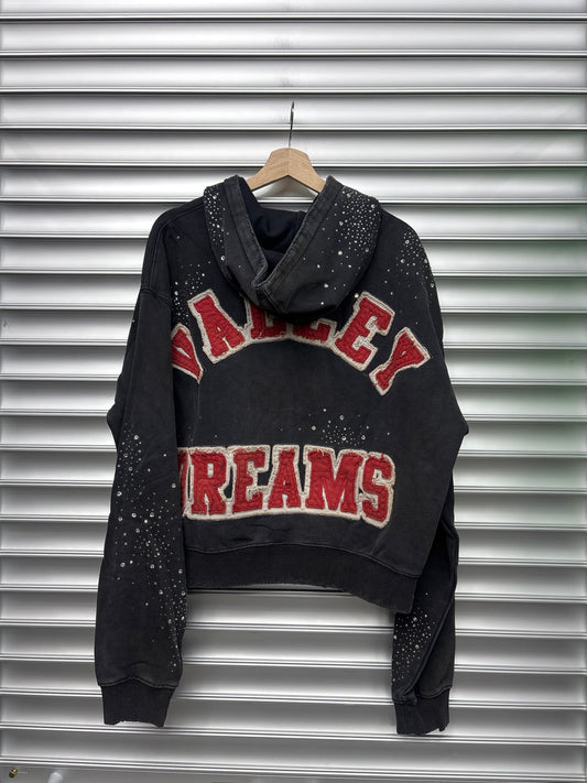 Vale Black Rhinestone Zip Up - Large