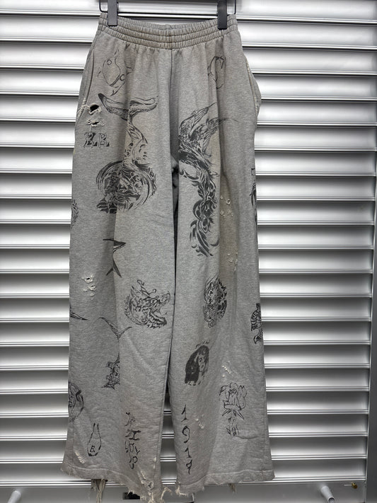 Balenciaga Grey Tattoo Sweatpants - XXS