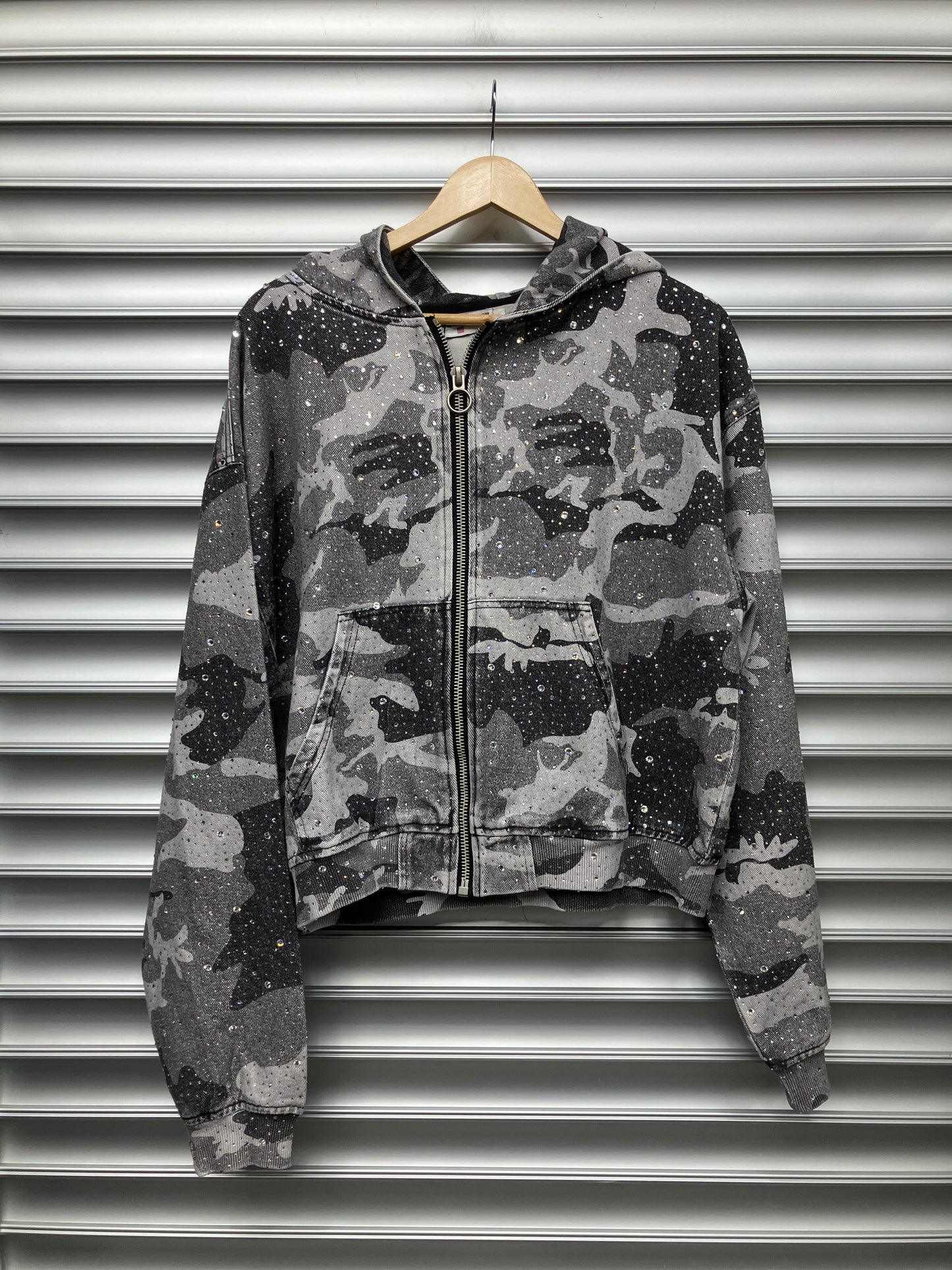 Vale Rhinestone Zip Up Hoodie - M