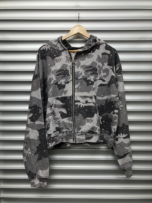 Vale Rhinestone Zip Up Hoodie - M