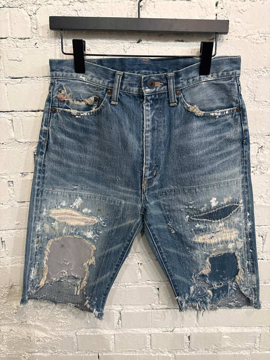 Kapital Distressed Denim Shorts - 32
