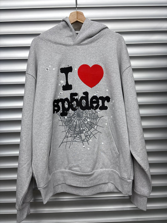 Spider Grey Heart Hoodie - XL