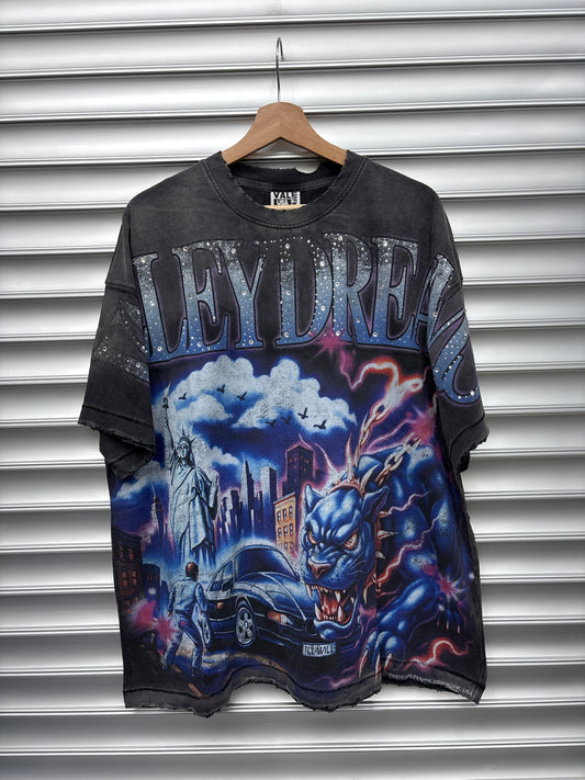 Vale Dreams Rhinestone Black Panther Tee - XL