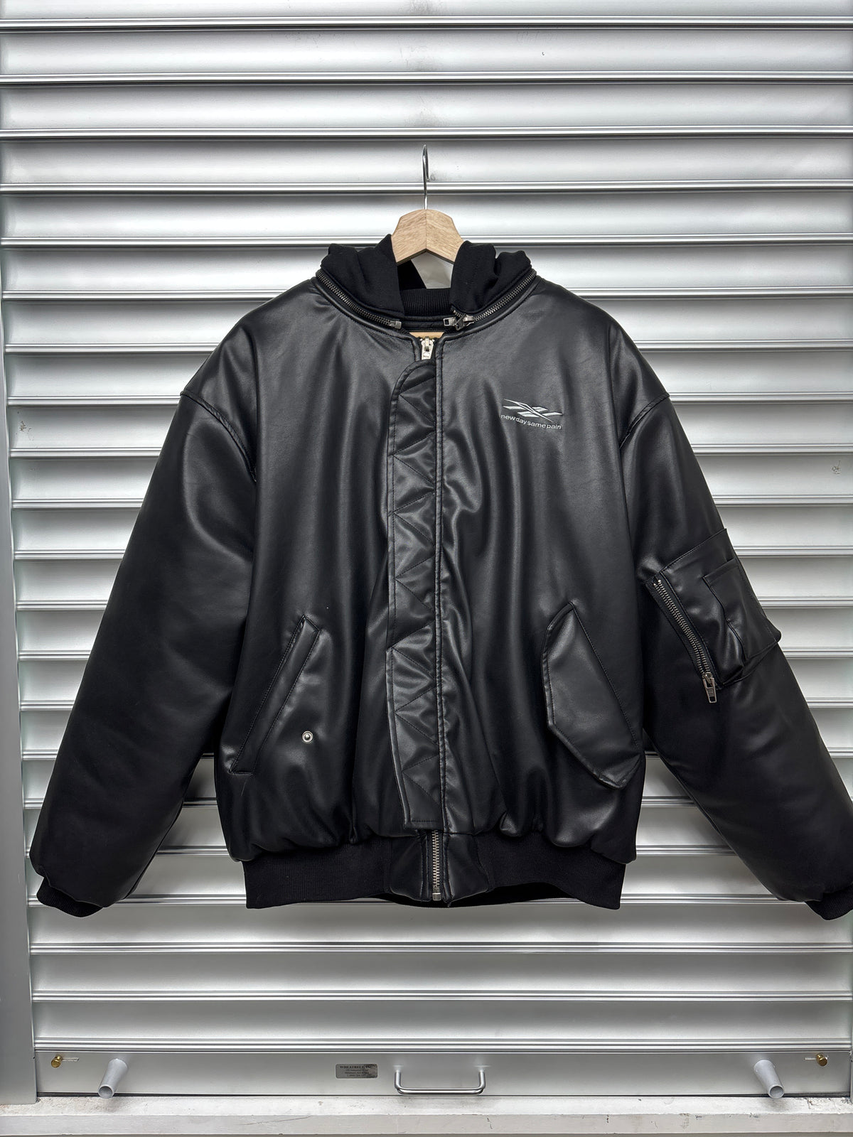 New Day Same Pain Leather Bomber - L**