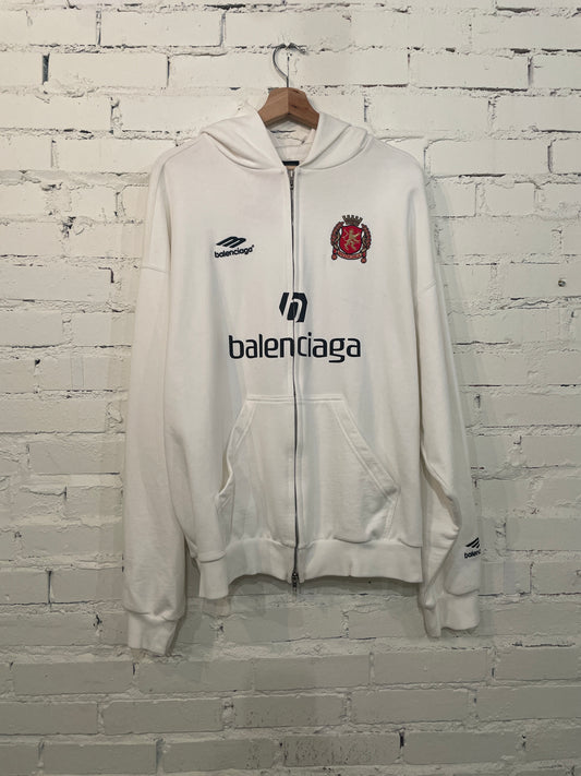 Balenciaga Soccer White Zip Up - M