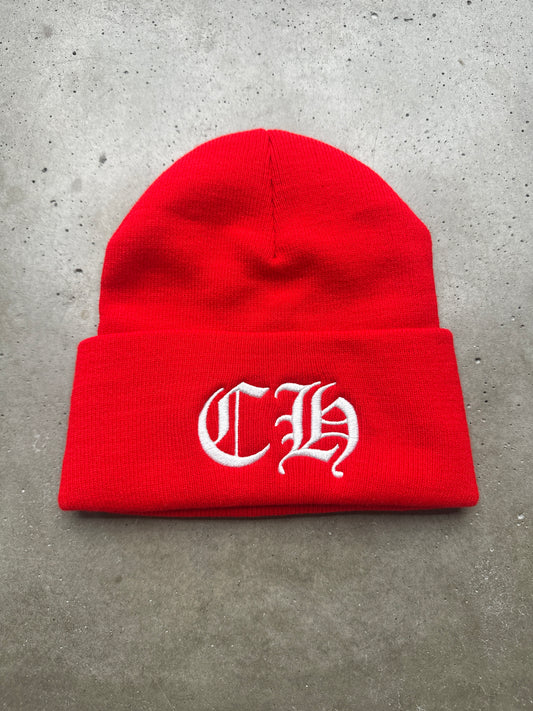 Red Chrome Hearts CH Beanie**