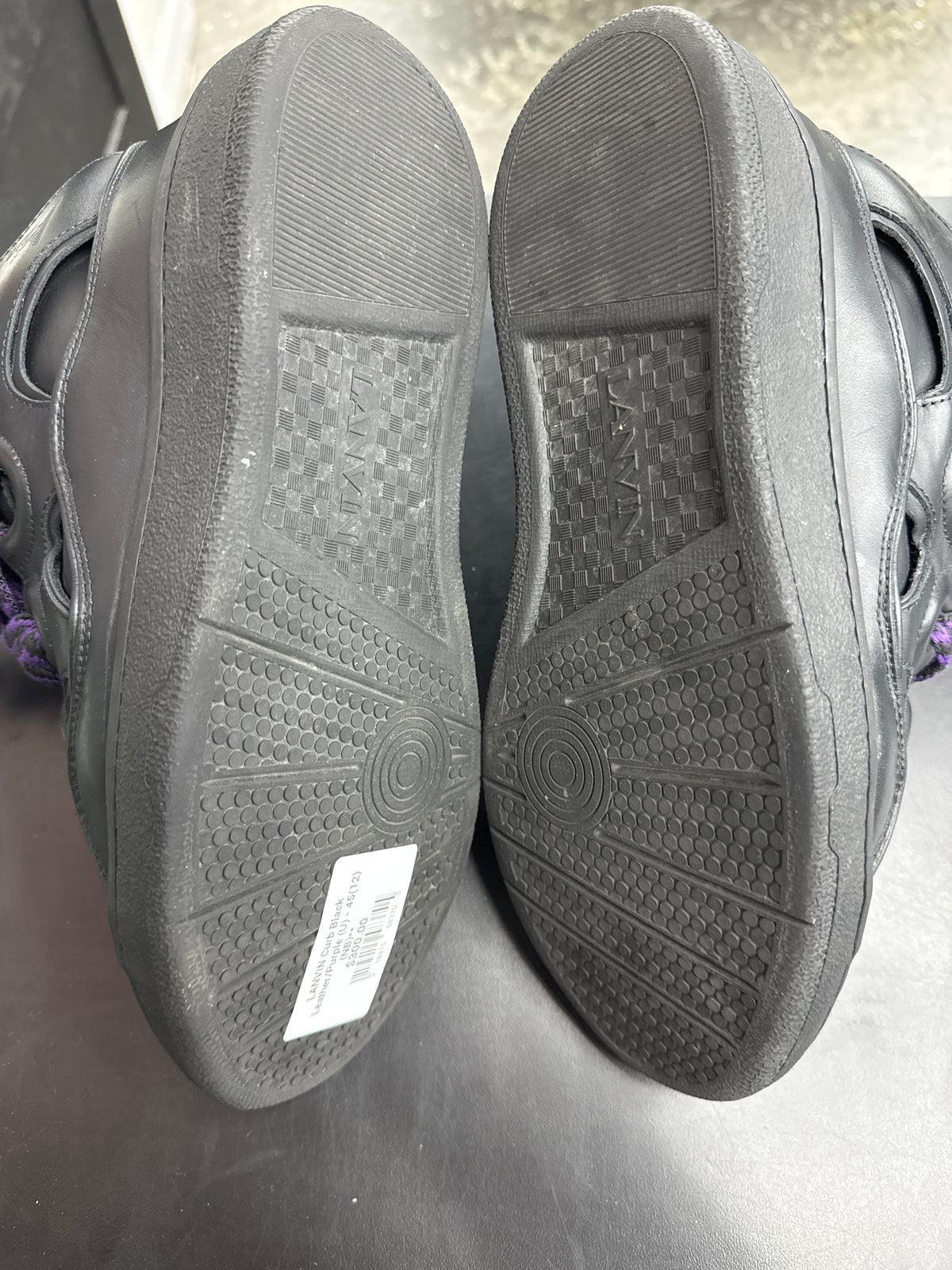 LANVIN Curb Black Leather/Purple (U) - 45(12) (NB)**