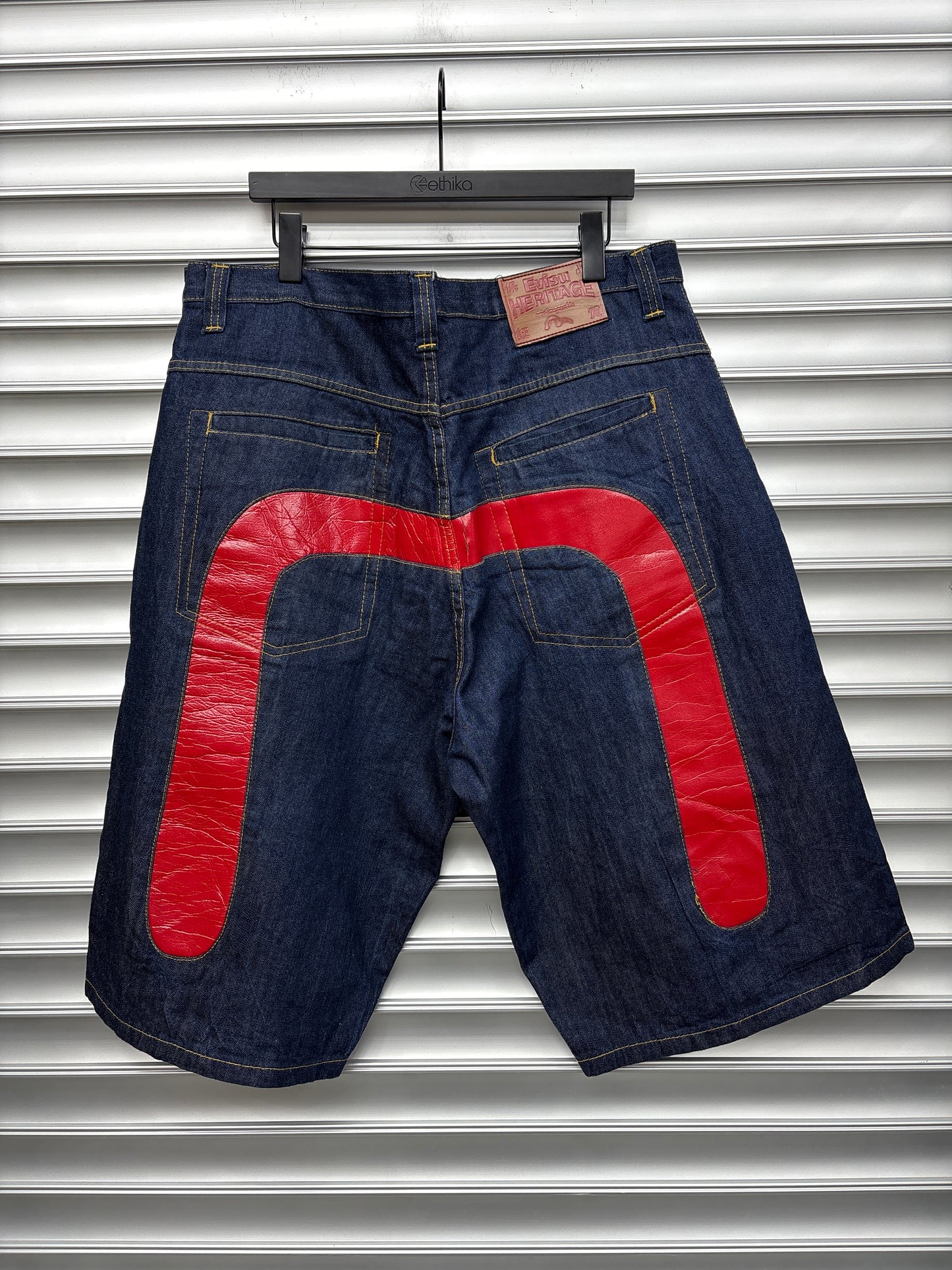 Evisu Red Leather Shorts - 40