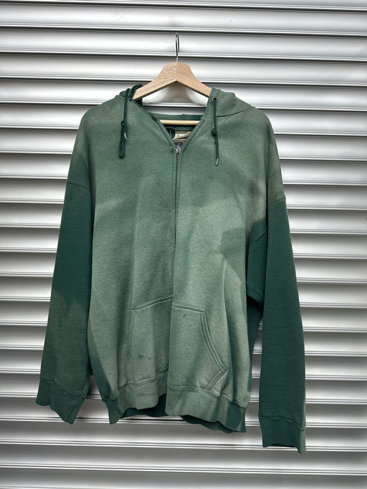 Vintage Heartland Green Faded Zip Up Hoodie - L