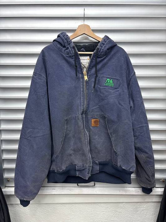 Vintage Navy Carhartt Carriers Hooded Jacket - XXL**