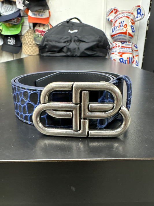 Balenciaga Blue Croc Belt - 28**