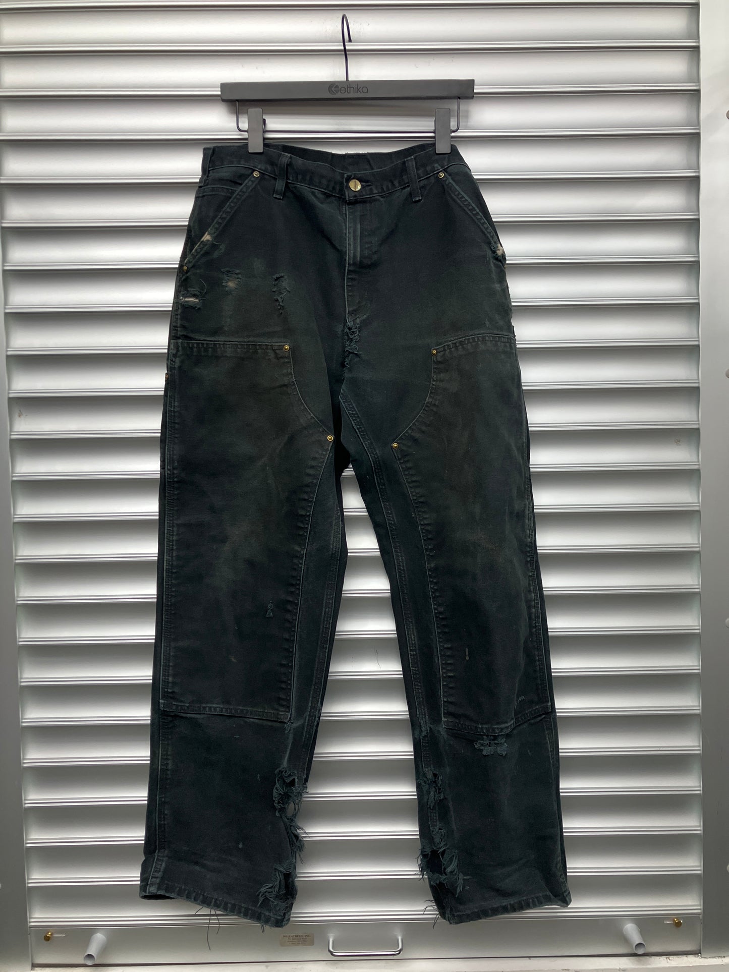 Vintage Distressed Black Carhartt Double Knees - 34