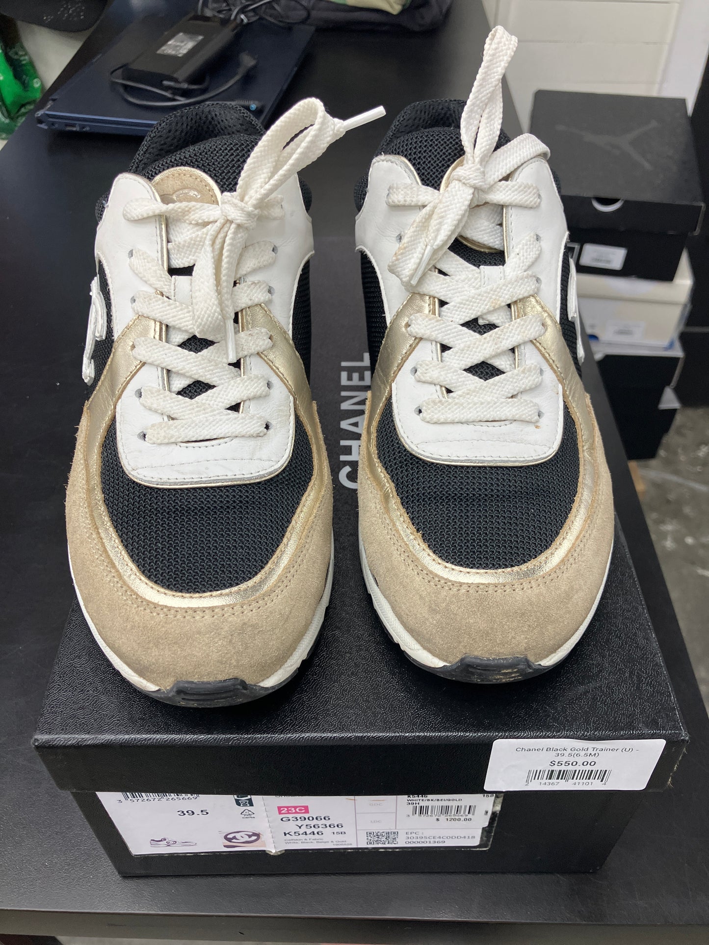 Chanel Black Gold Trainer (U) - 39.5(6.5M)