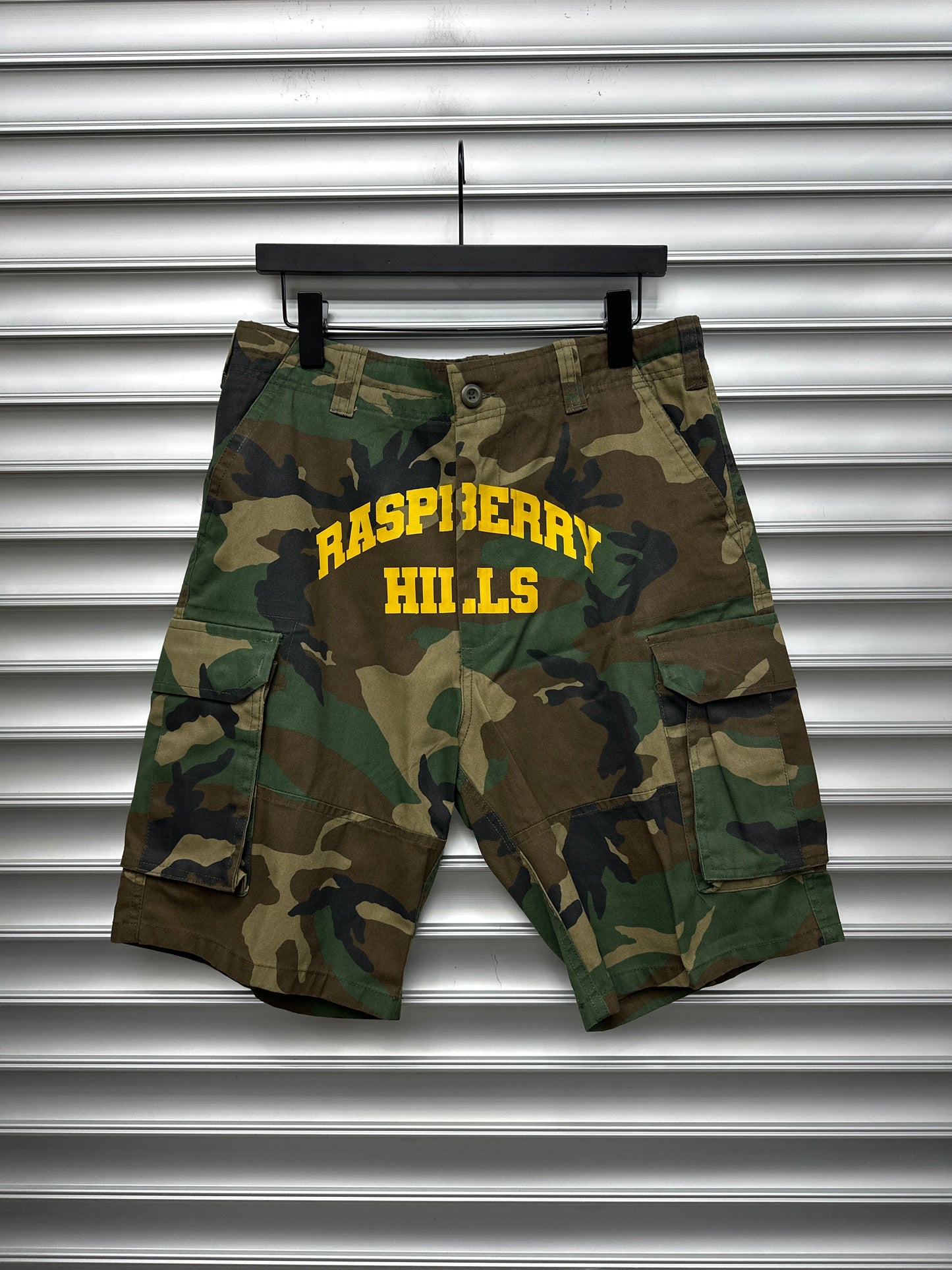Raspberry Camo Cargo Shorts - L