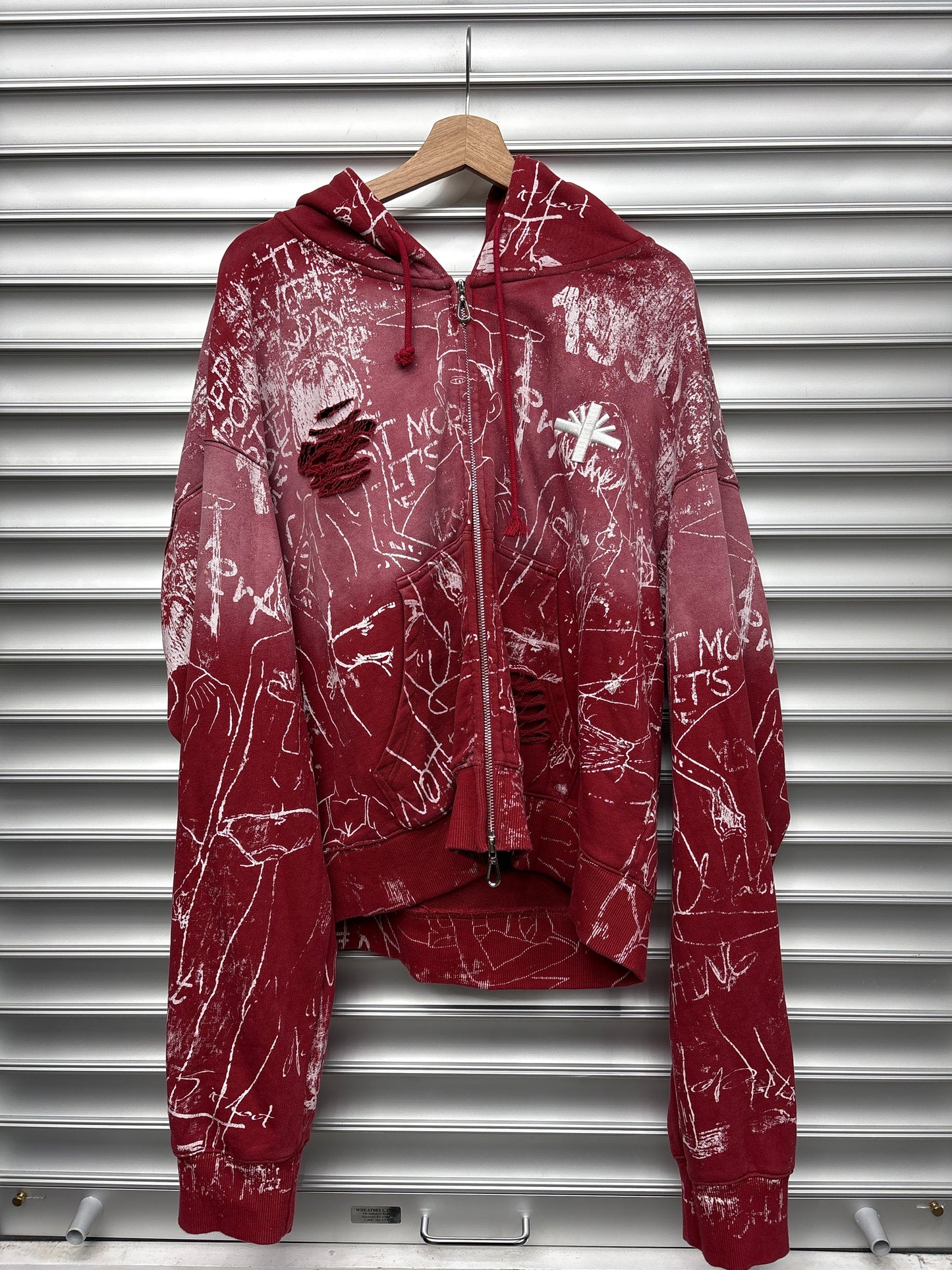 Vertabrae Red Graffiti Zip Up - L