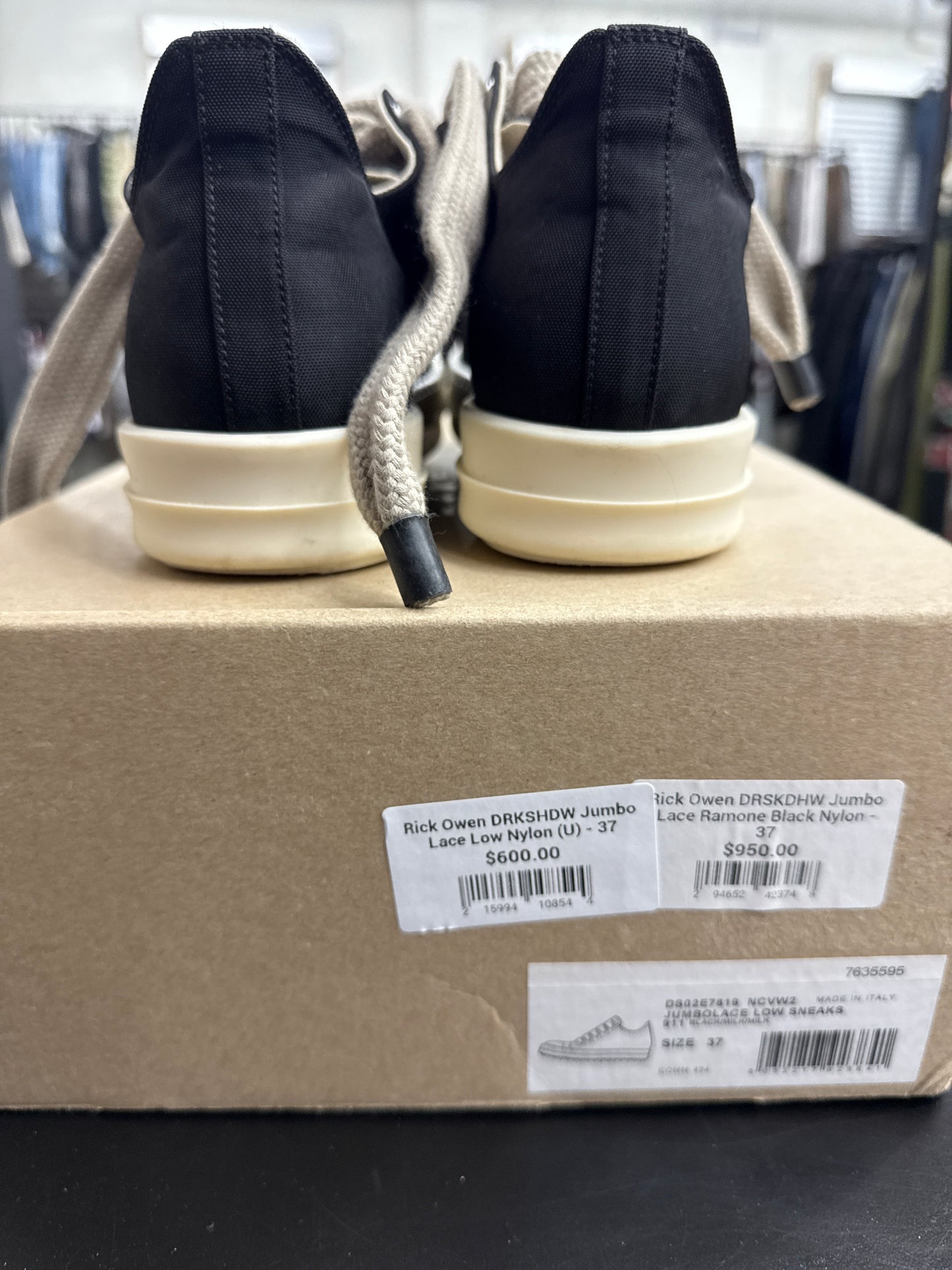 Rick Owen DRKSHDW Jumbo Lace Low Nylon (U) - 37
