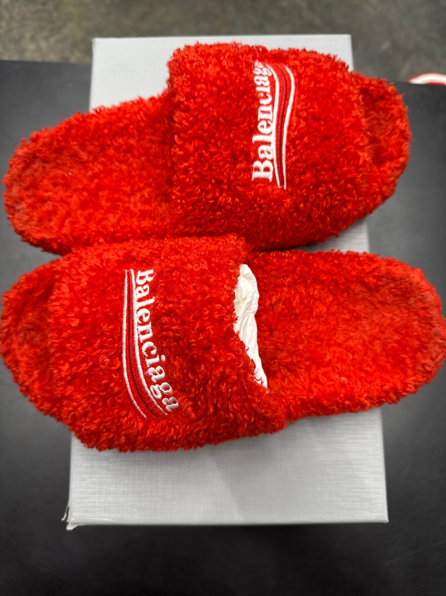 Balenciaga Campaign Red Fur Slide (U) - 41(8)