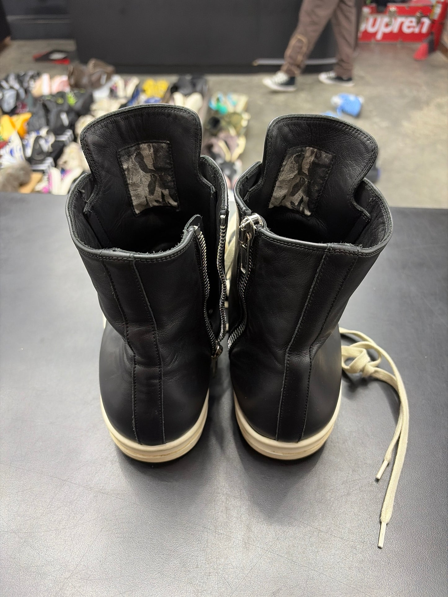 Rick Owen Ramone High Black Leather (U) - 44(11) (NB)