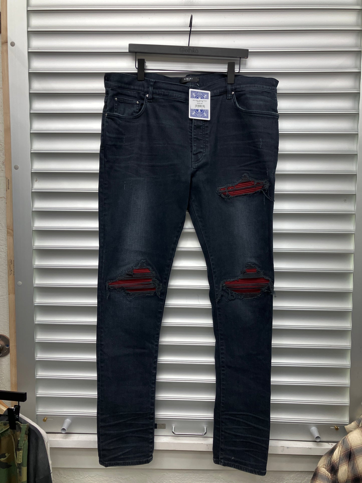 Amiri MX1 Maroon Patch Denim - 40