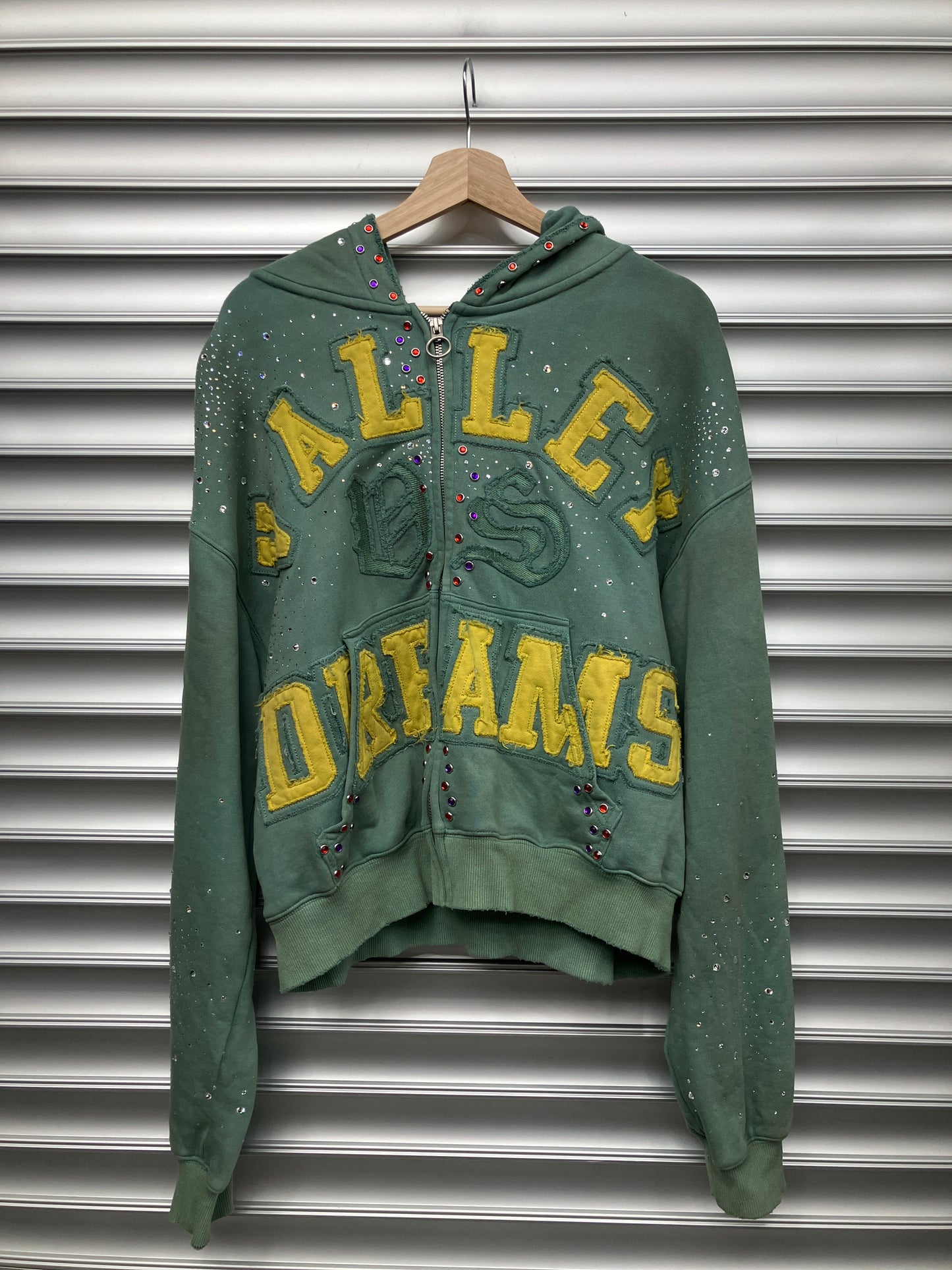 Vale Rhinestone Yellow Zip Up Hoodie - S