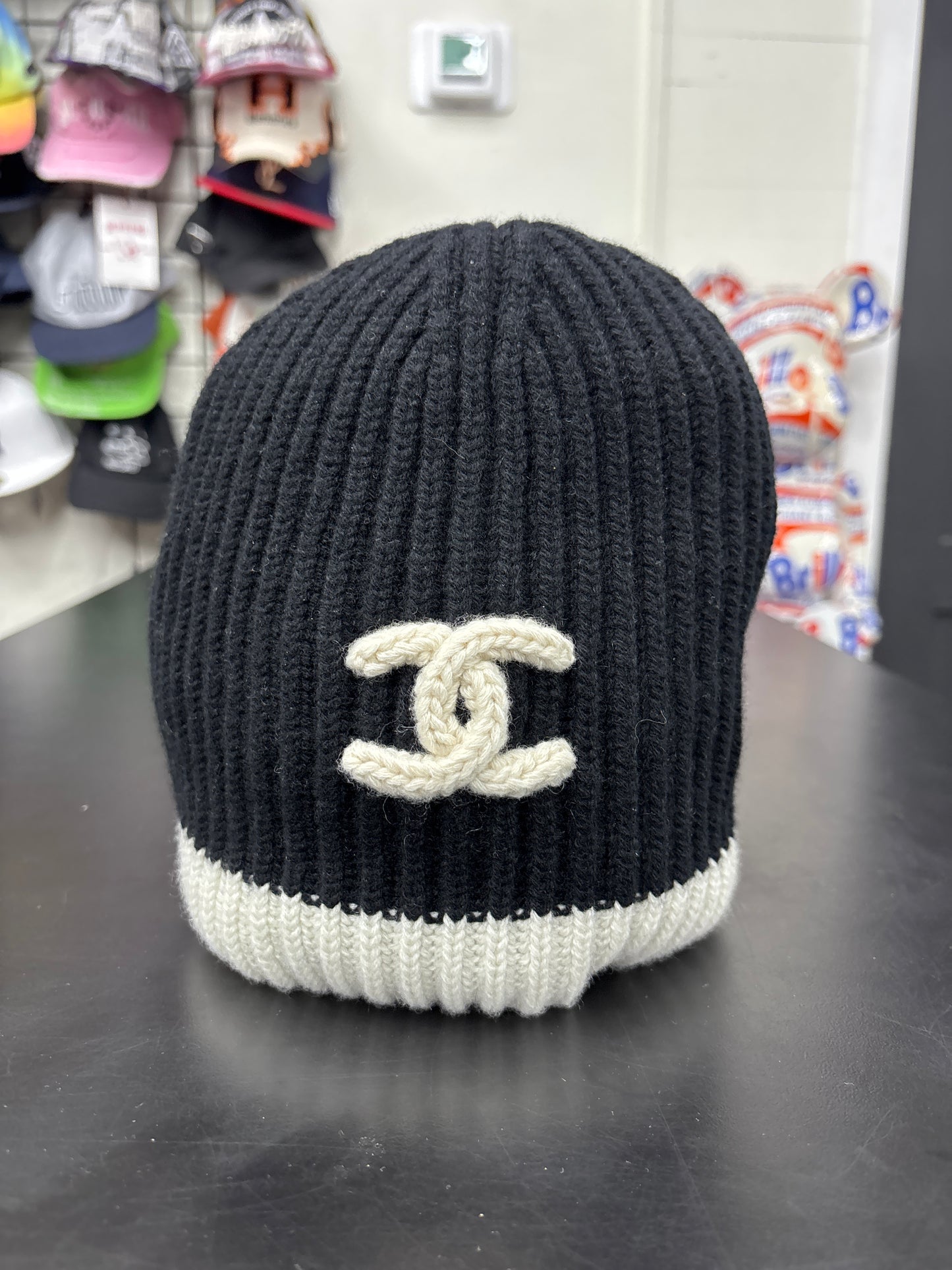Chanel Black And White Beanie