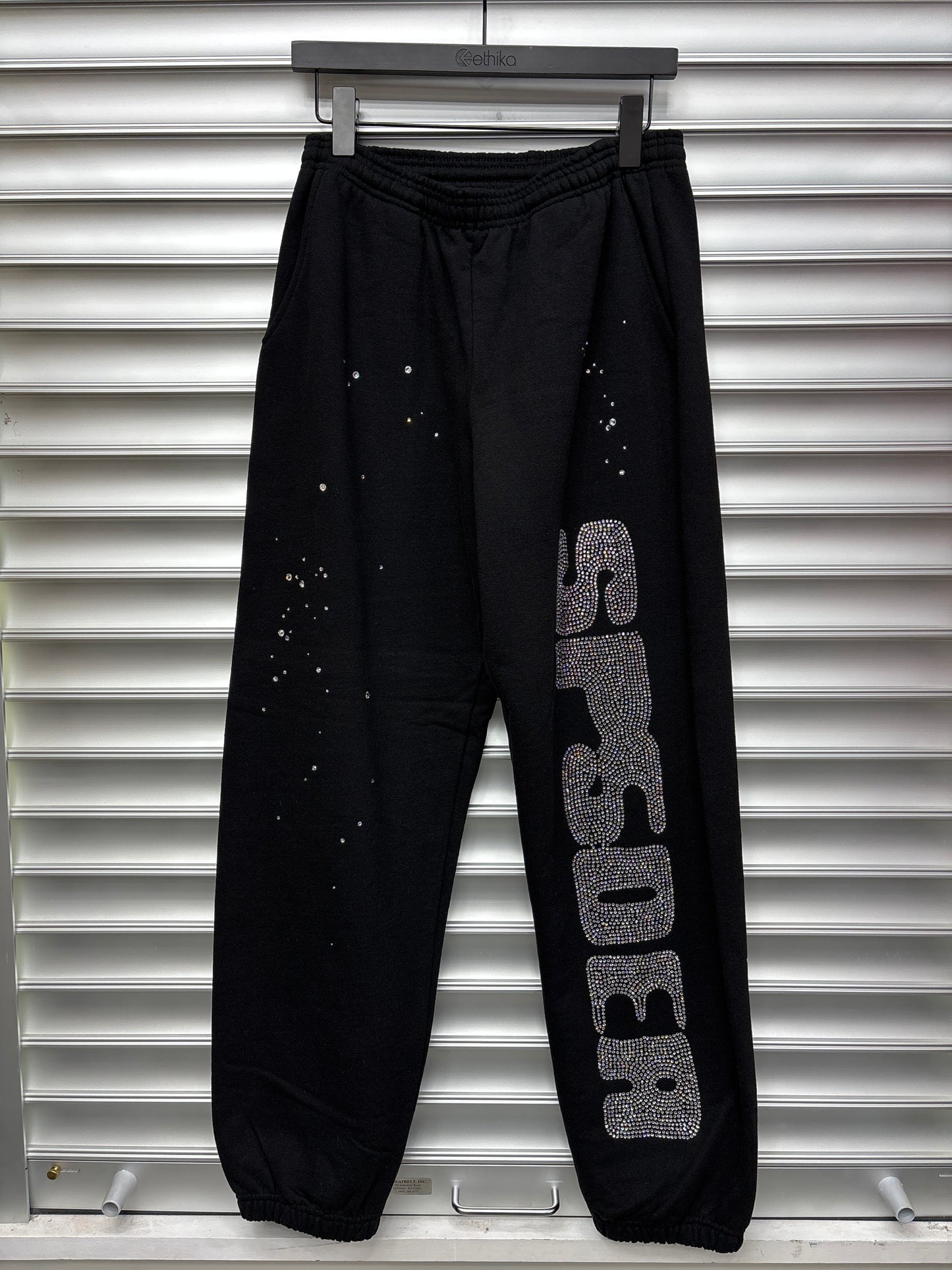 Spider Rhinestone Black Sweatpants - Small