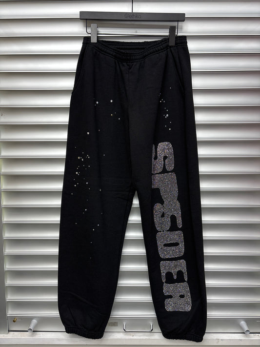 Spider Rhinestone Black Sweatpants - Small