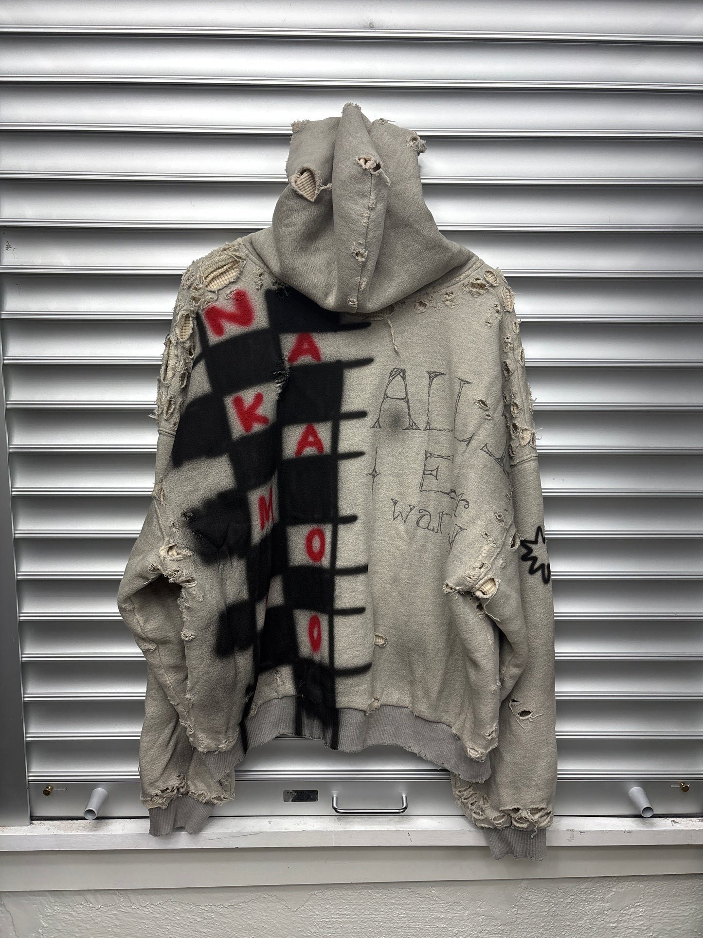 Satoshi Nakamoto Grey Checkerboard Studded Hoodie - M