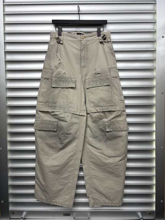 Balenciaga Distressed Convertible Tan Cargos - 44**