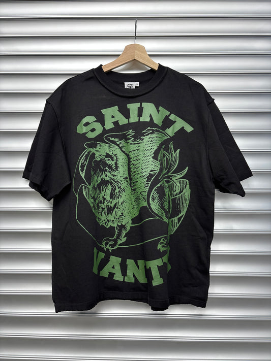Saint Vanity Black/Green Logo Tee - M