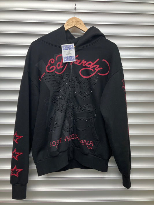 Ed Hardy MGK Rhinestone Zip Up Hoodie - M