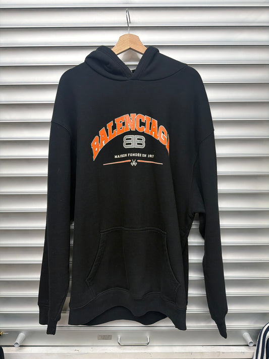 Balenciaga Orange Black Hoodie - L**