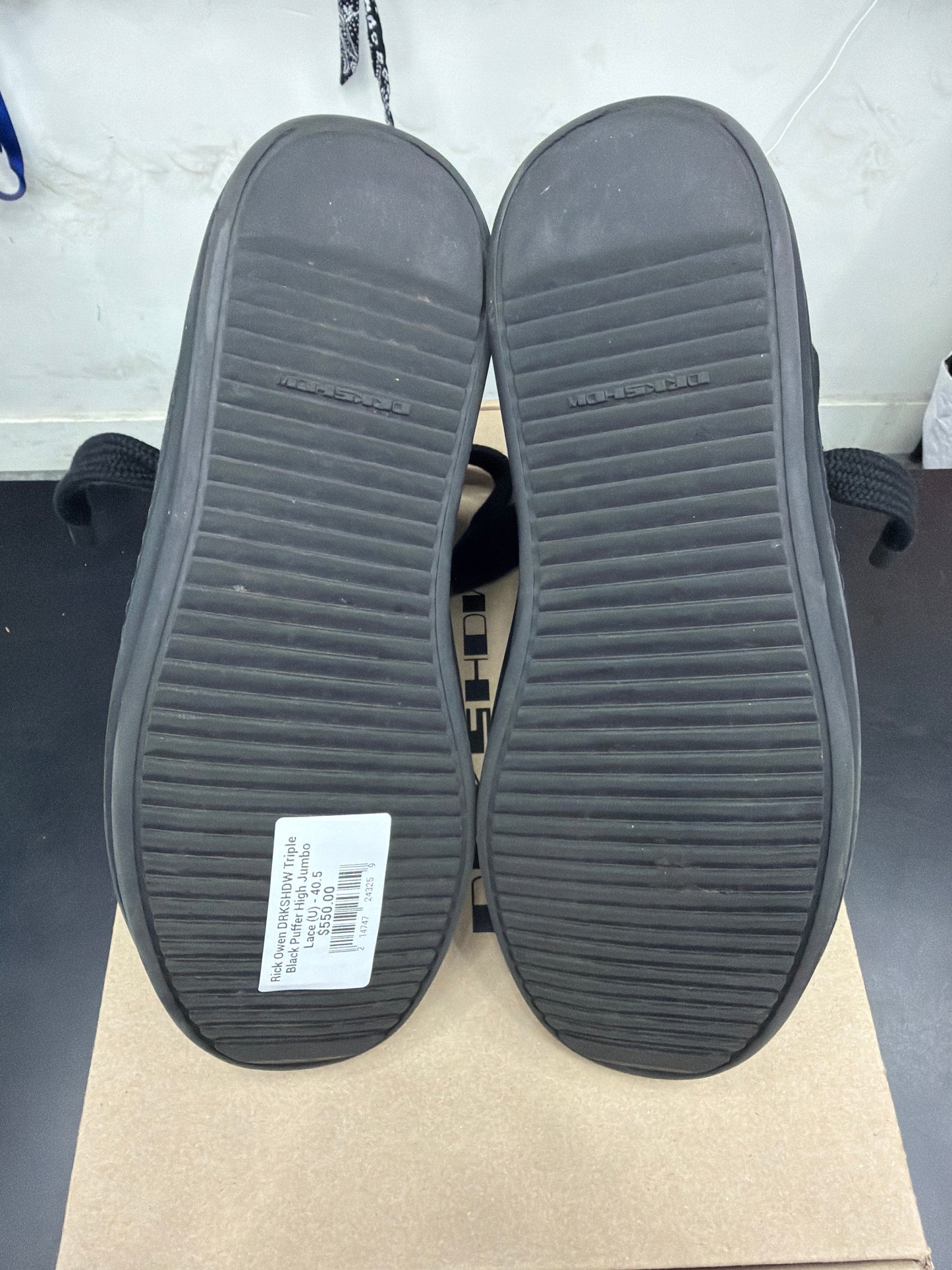Rick Owen DRKSHDW Triple Black Puffer High Jumbo Lace (U) - 40.5