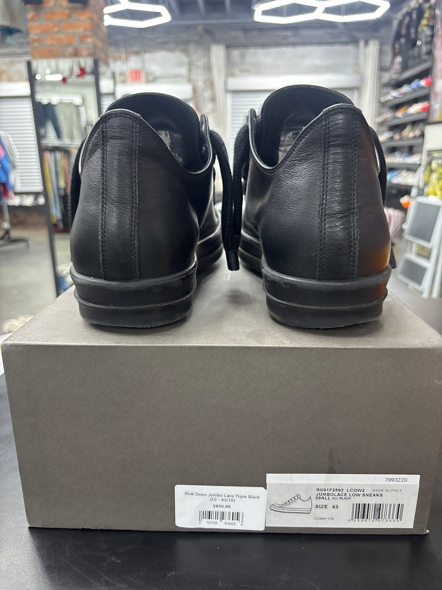 Rick Owen Jumbo Lace Triple Black (U) - 43(10)