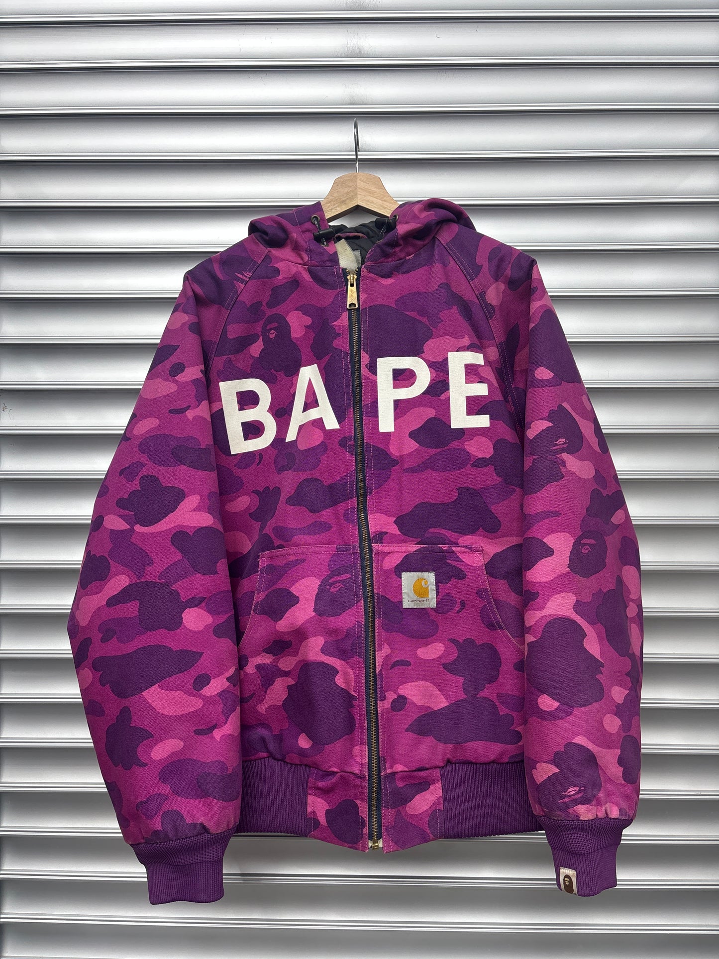 Bape Carhartt Zip Up Hooded Jacket - L