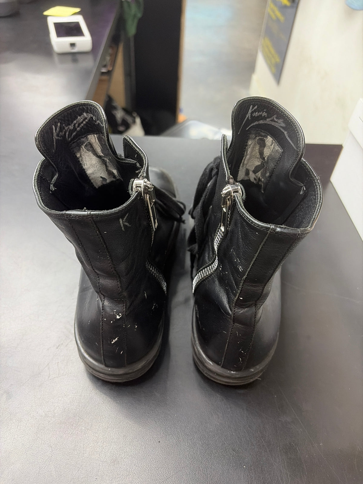 Rick Owen High Triple Black Leather (U) - 41(8) (NB)**