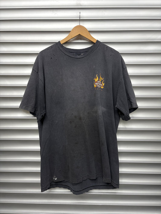Vintage Harley Flame Chest Hit Tee - XL