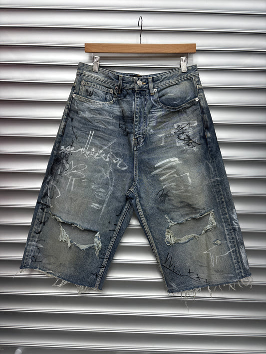 Balenciaga Graffiti Denim Shorts - XS