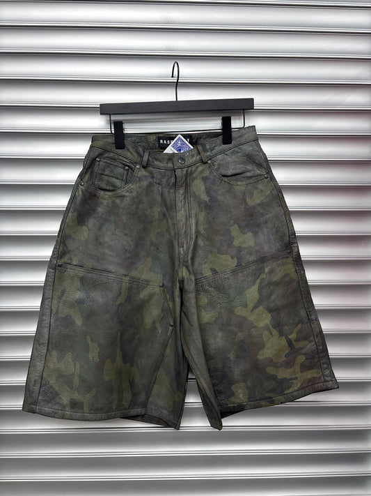 Raspberry Hills Camo Leather Shorts - S