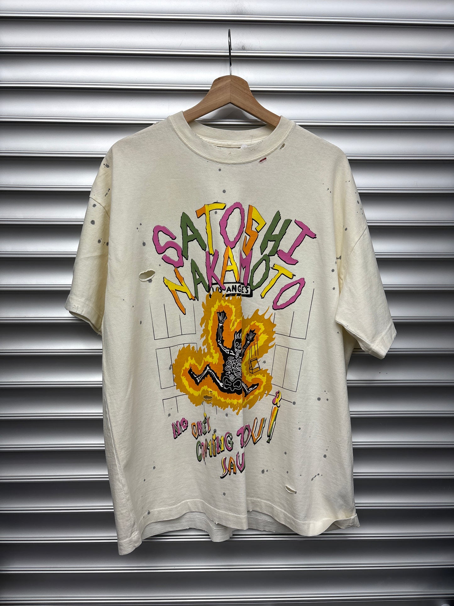 Satoshi Nakamoto Flaming Skeleton Tee - M