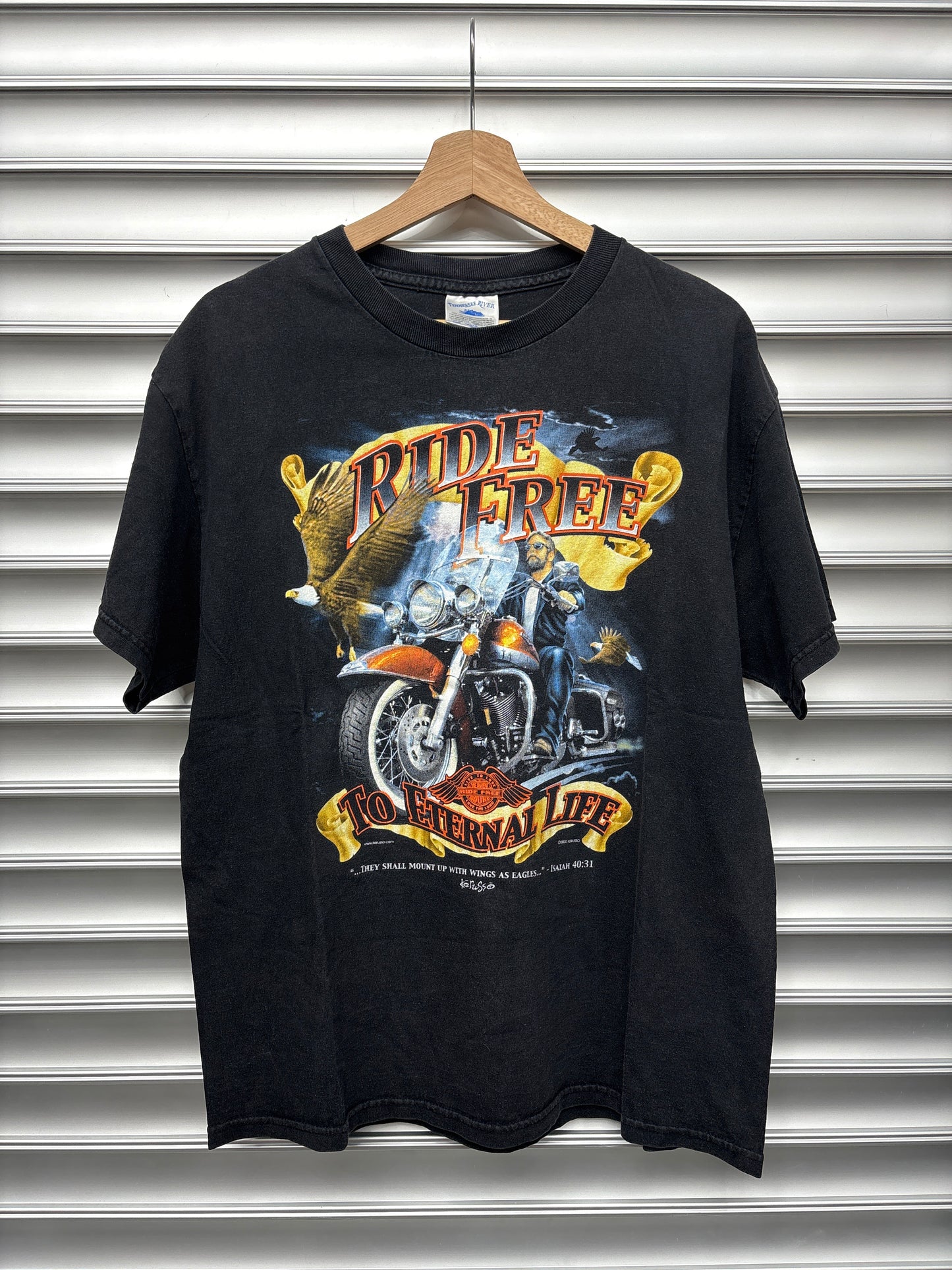 Vintage Harley Ride Free Jesus Tee - L